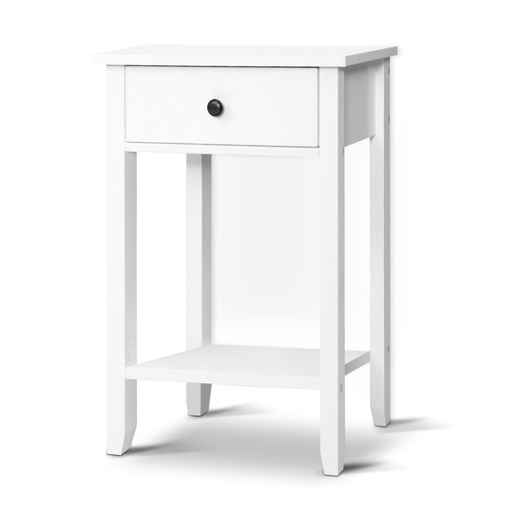 Artiss Bowie Bedside Table with Drawer and Shelf – White