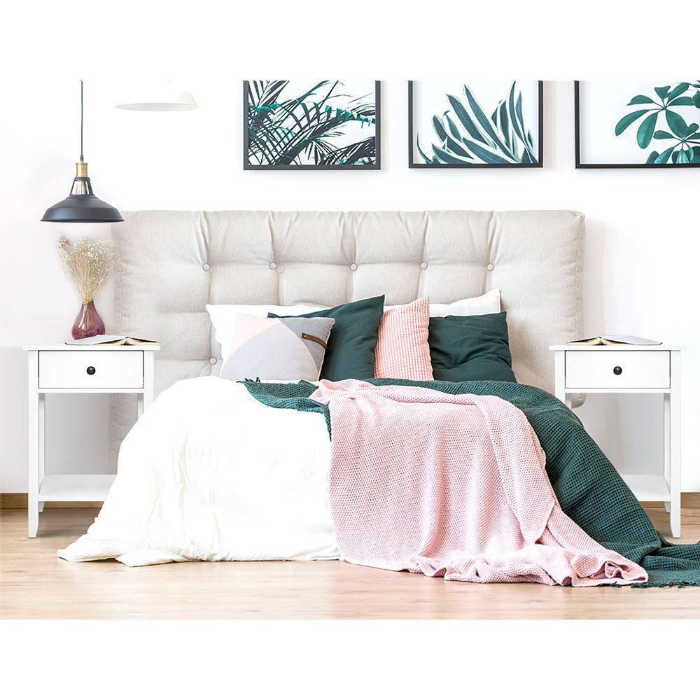 Artiss Bowie Bedside Table with Drawer and Shelf – White