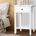 Artiss Bowie Bedside Table with Drawer and Shelf – White