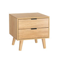 Artiss 2-Drawer Bedside Table with Pine-Wood Legs – Pine Look