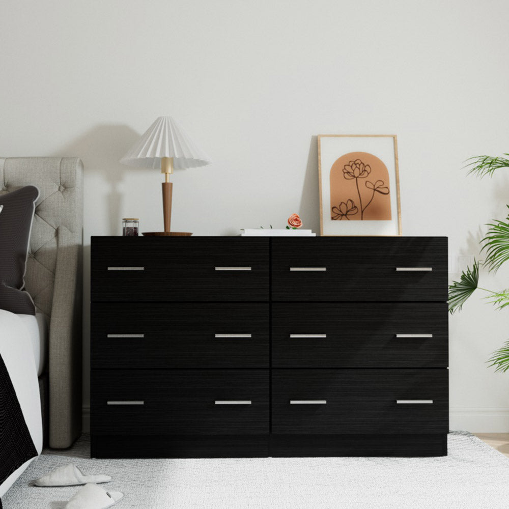 Artiss Veda 6-Drawer Lowboy – Black