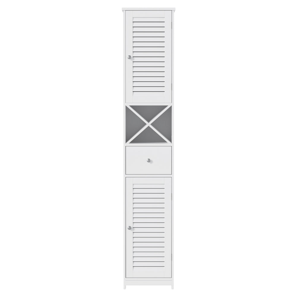 Artiss Bathroom Storage Cabinet 170cm Tall Slim Organiser Toilet Corner Adjustable Shelf Louver Door White