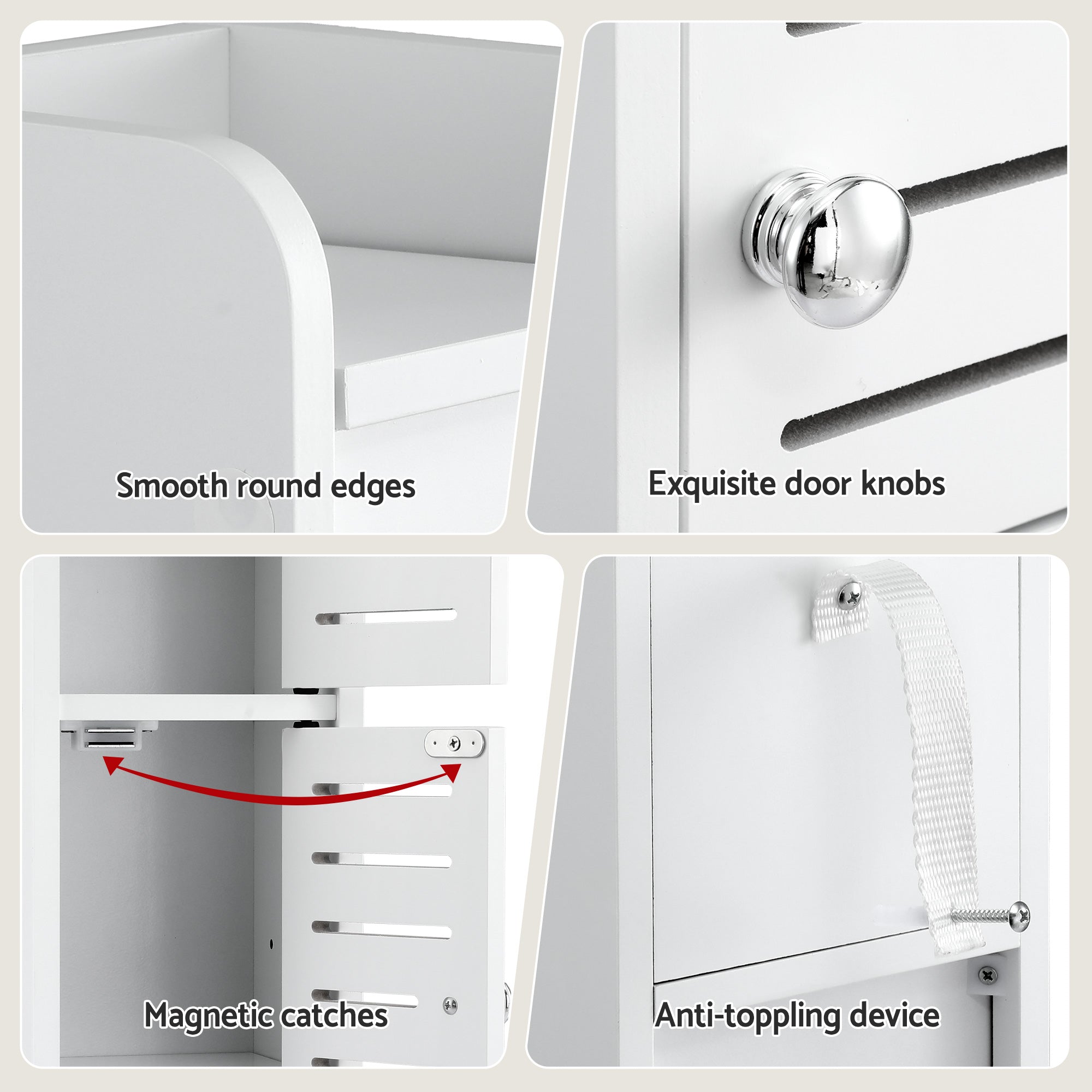 Artiss Bathroom Storage Cabinet 3-Tier Slim Toilet Paper Holder Organizer White