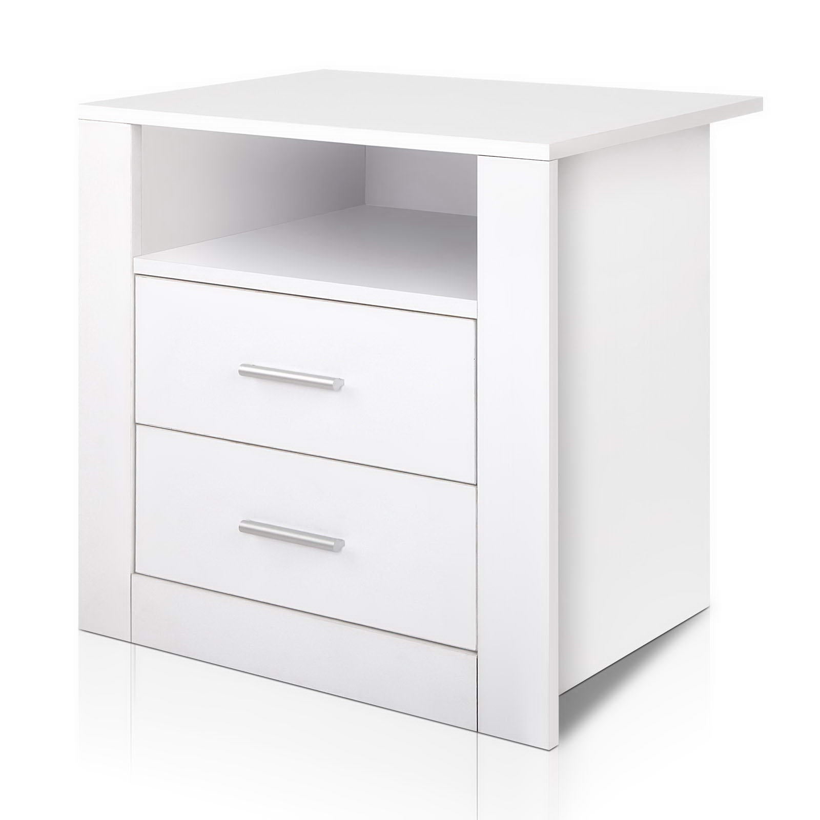 Artiss Tara 2-Drawer Bedside Table with Shelf – White