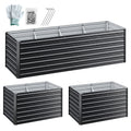Green Fingers 2-in-1 Raised Garden Bed Kit, 240cm/120cm| 77cm Extra Deep Ergonomic Planter Box | Protect Your Back | Galvanised Steel Vegetable Flower Pot for Outdoor Garden | Includes Gloves & Pegs