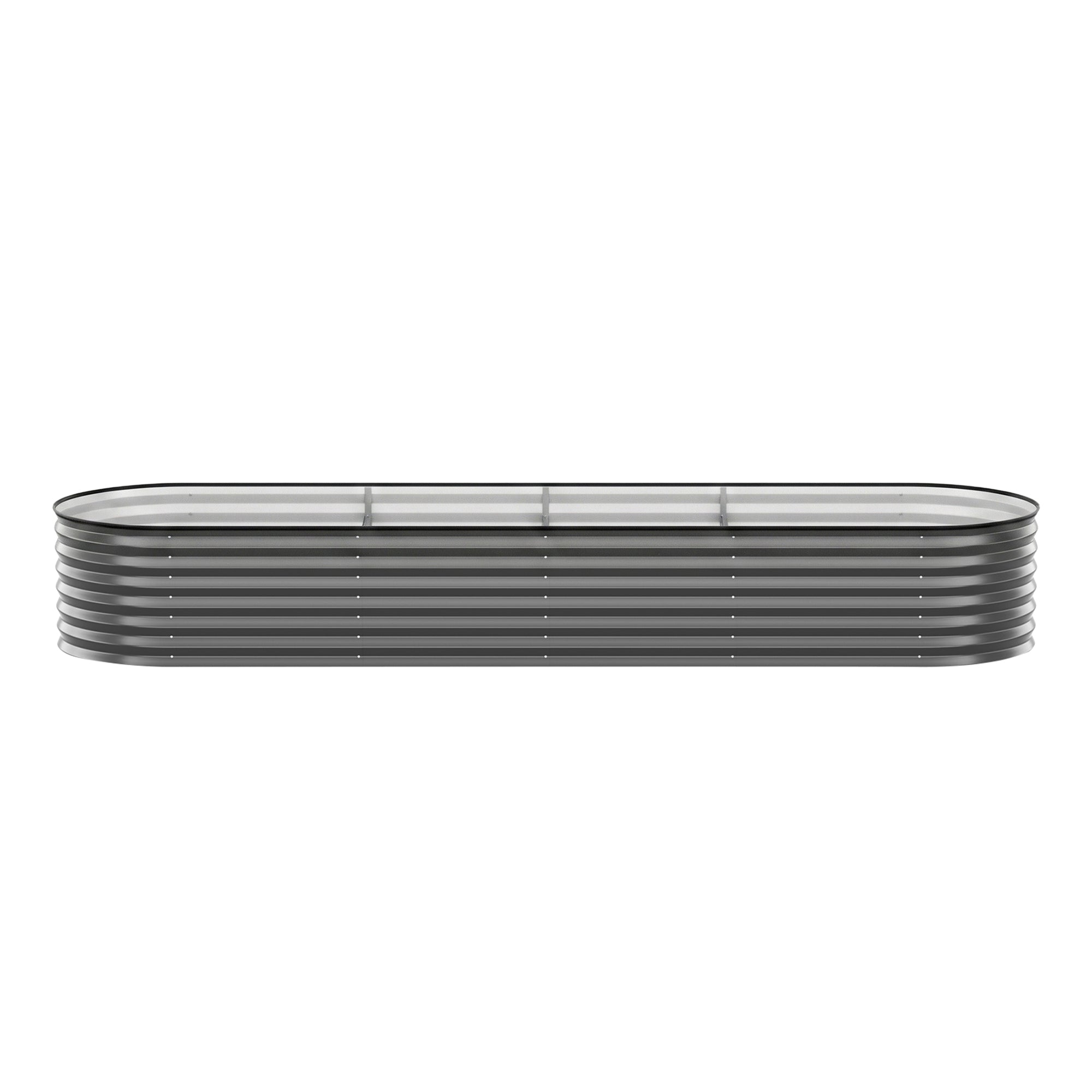 Green Fingers 4 Pcs Raised Garden Bed Kit Oval Galvanized Steel Planter Boxes 320x80x56cm, Heavy Duty Metal Elevated Garden Bed for Vegetables Flowers Herbs, with Safety Edging, Gloves & Pegs Included