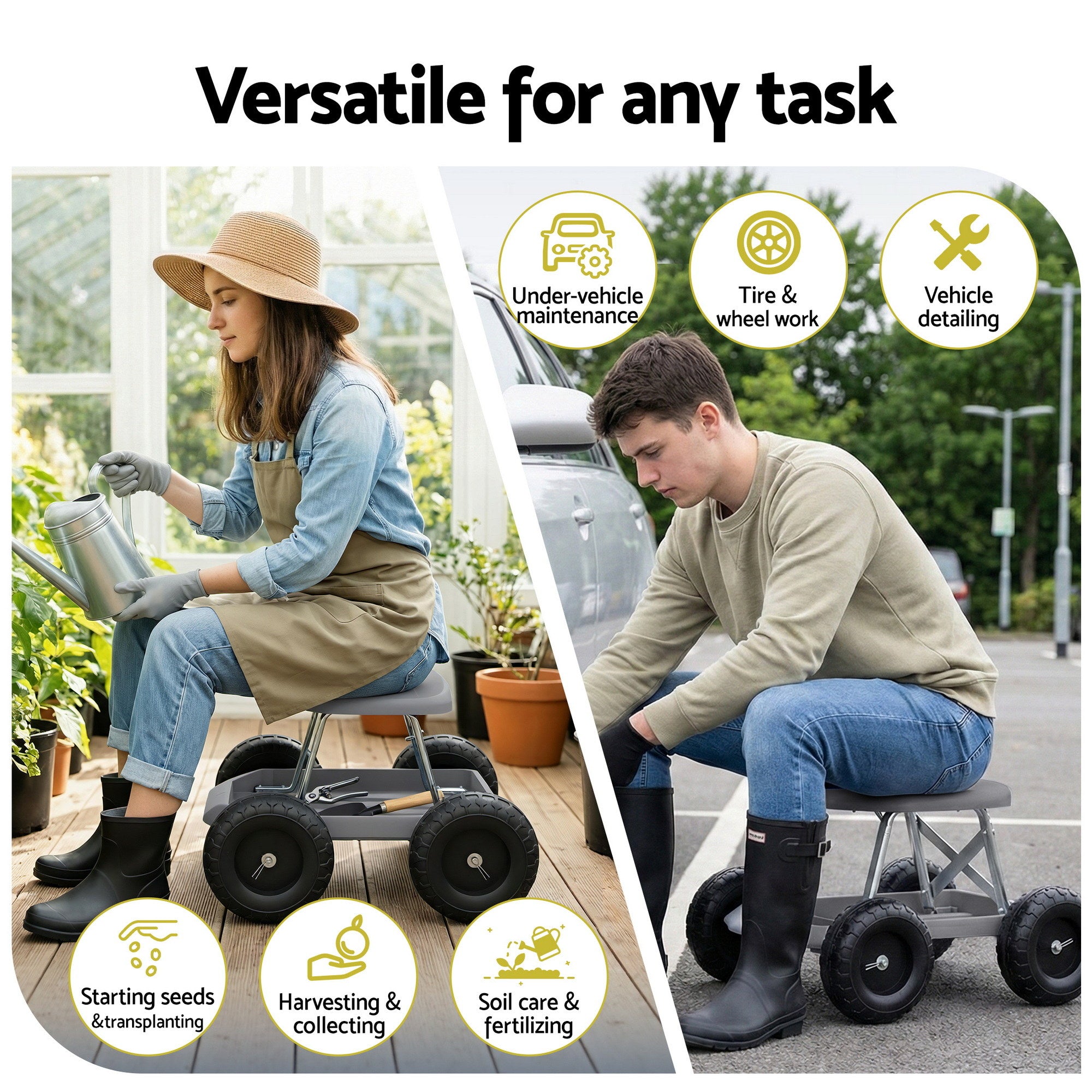 Gardeon Garden Cart Seat with Wheels