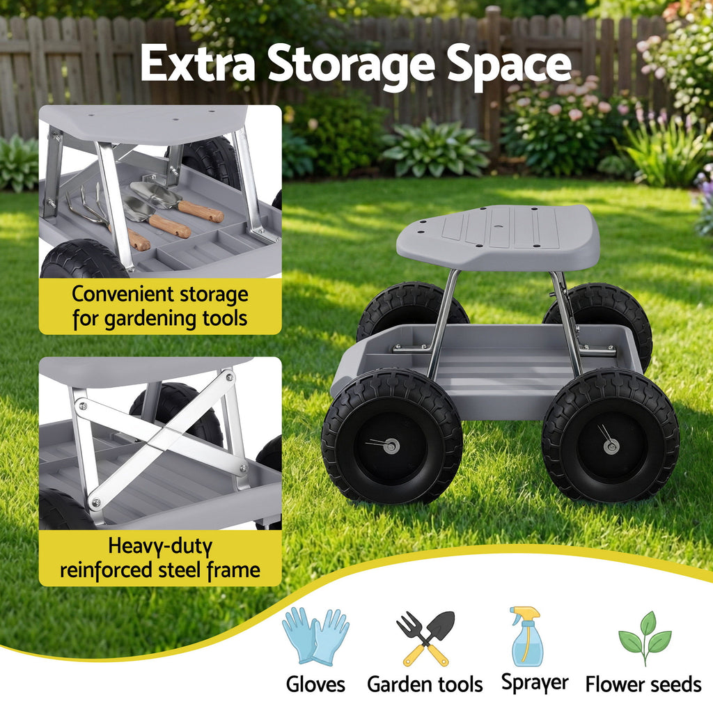 Gardeon Garden Cart Seat with Wheels