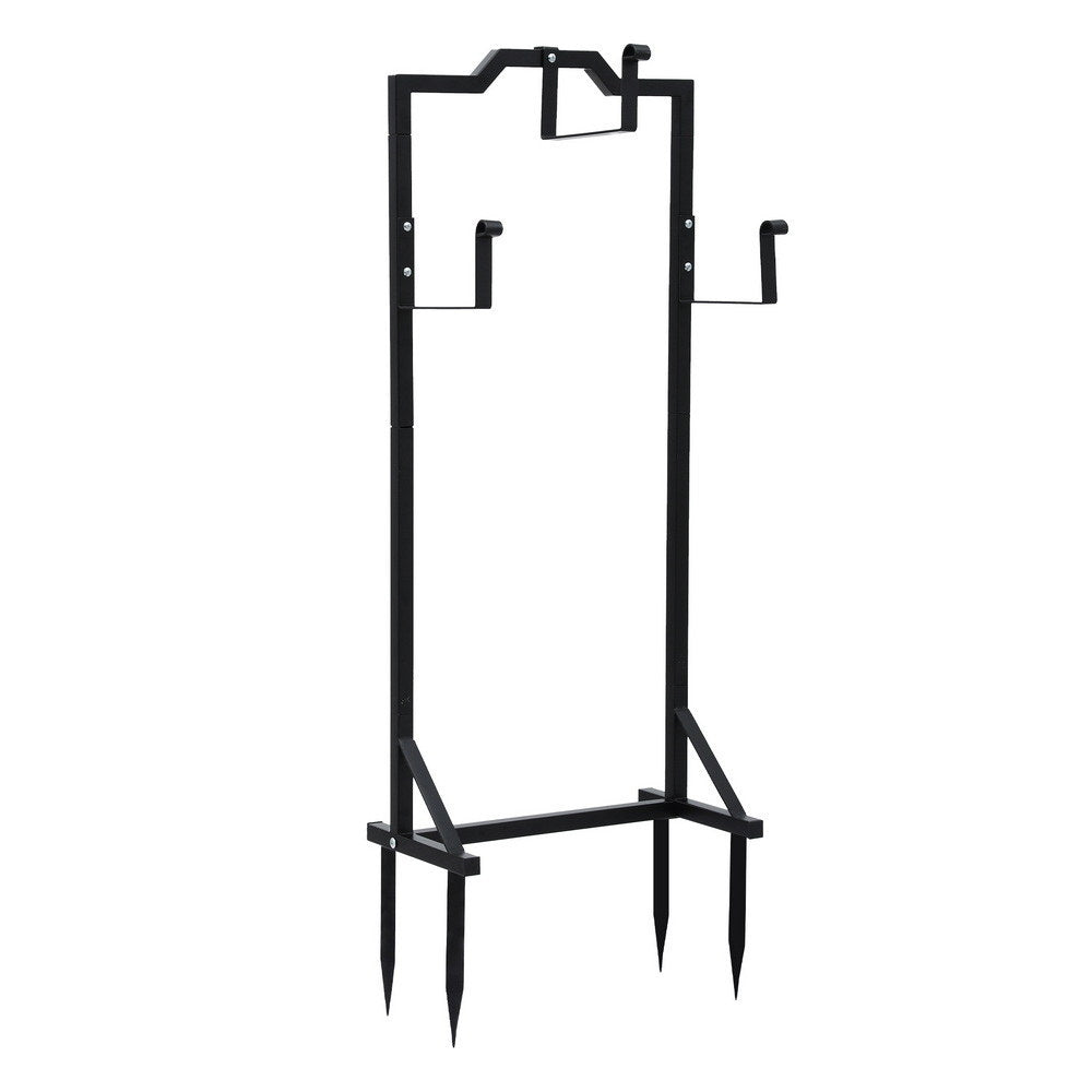 Green Fingers Garden Hose Holder Metal Portable Freestanding Hose Stand 4 Spikes Black