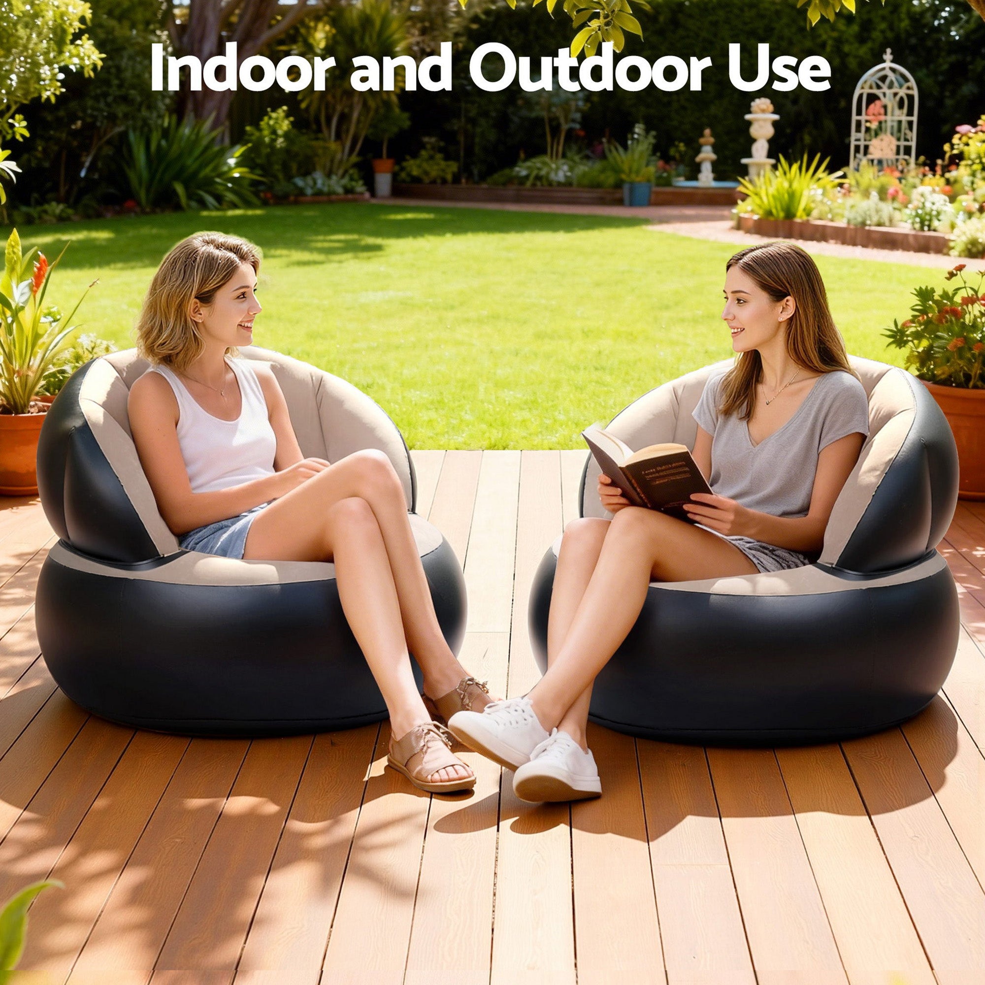 Gardeon Inflatable Chair Blow Up Folding Air Chairs Sofa for Camping with Pump