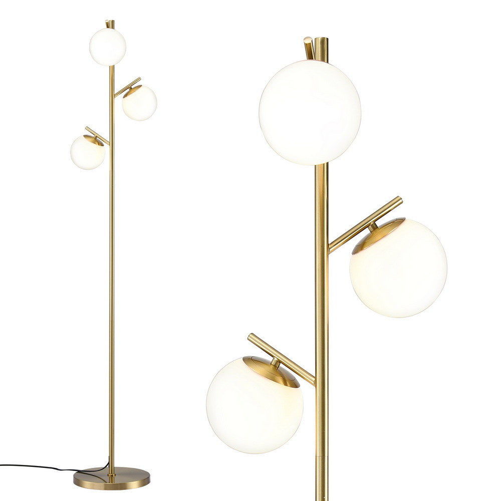 3-Light Tree Floor Lamp with Glass Globe Shades – 165 cm | Artiss