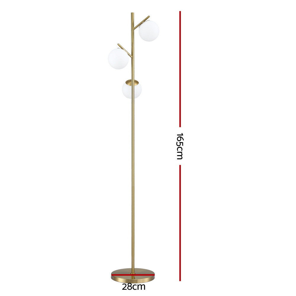 3-Light Tree Floor Lamp with Glass Globe Shades – 165 cm | Artiss