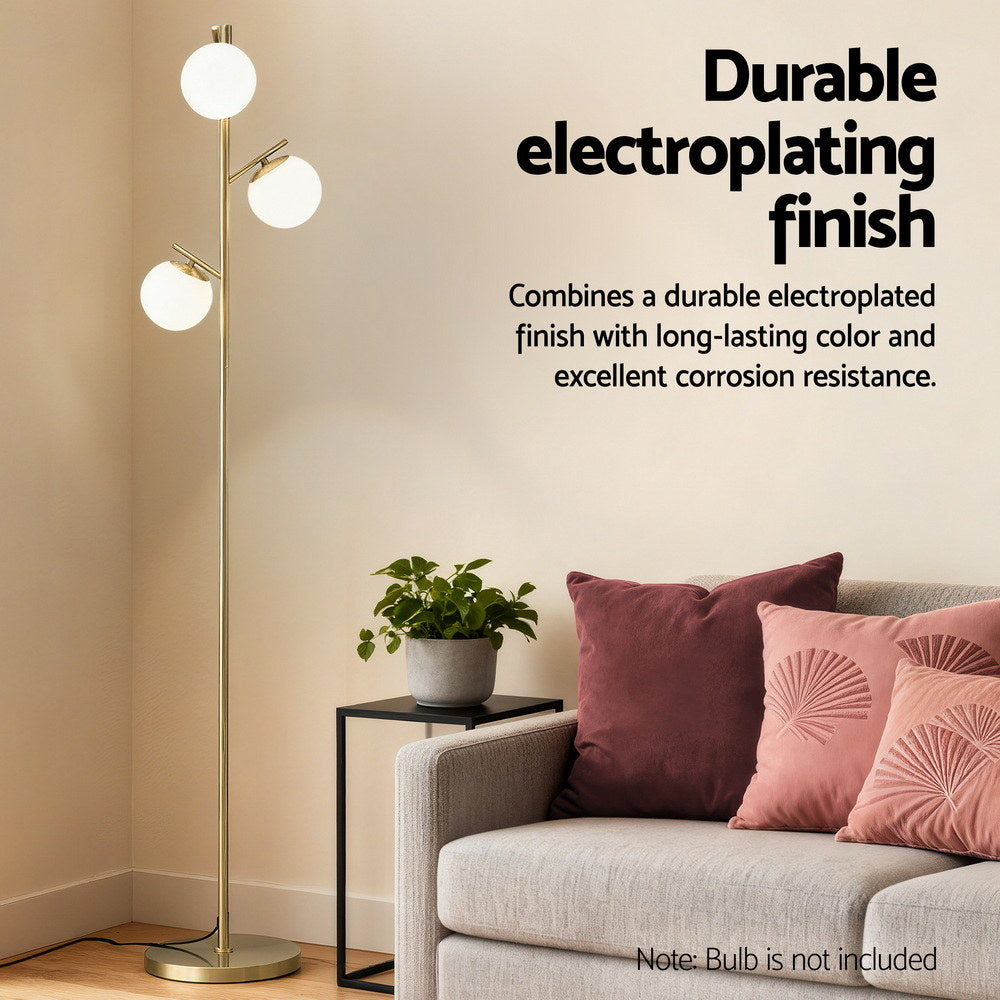 3-Light Tree Floor Lamp with Glass Globe Shades – 165 cm | Artiss