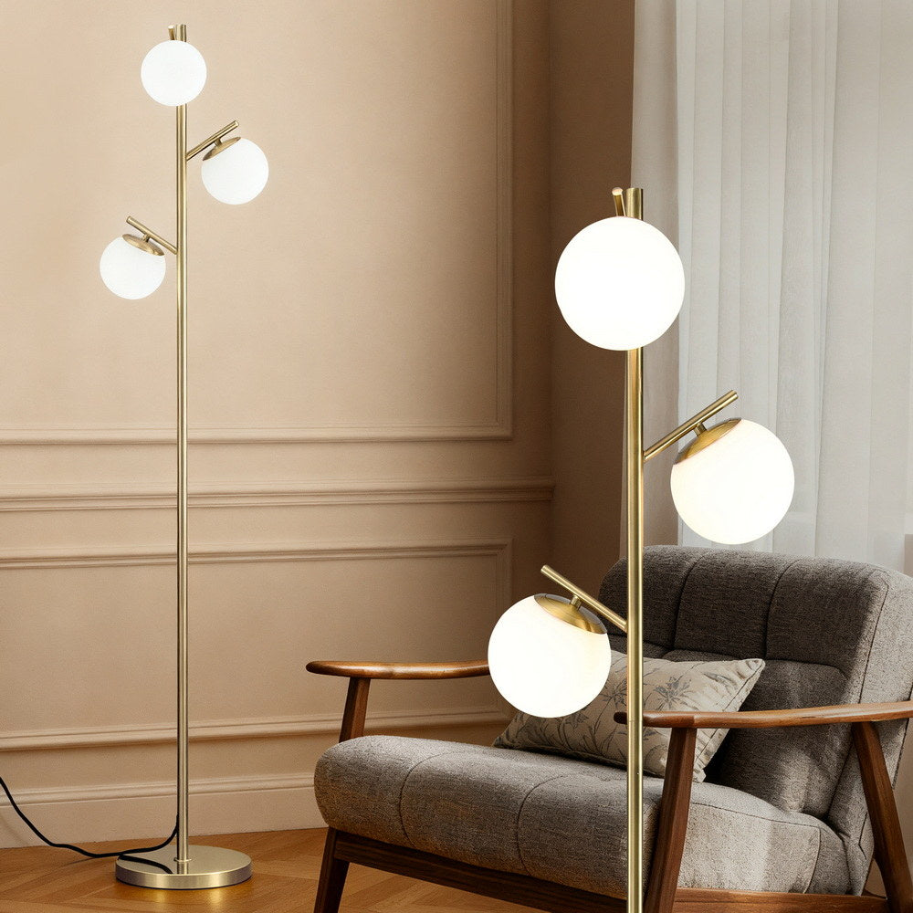 3-Light Tree Floor Lamp with Glass Globe Shades – 165 cm | Artiss