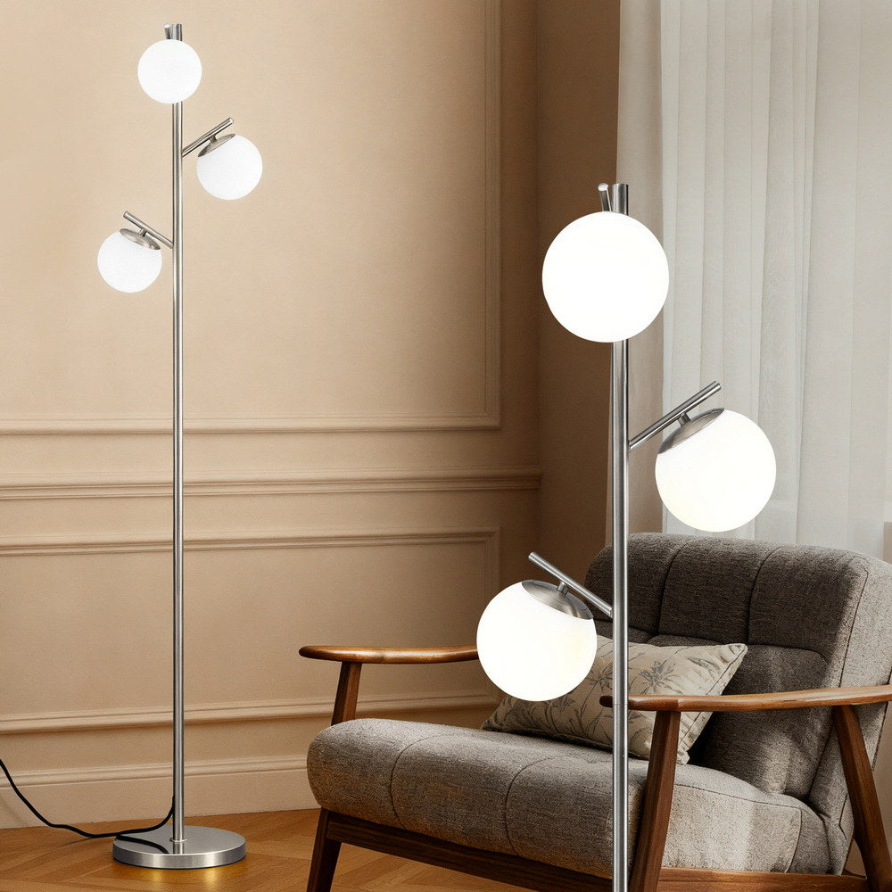 3-Light Tree Floor Lamp with Glass Globe Shades – 165 cm | Artiss