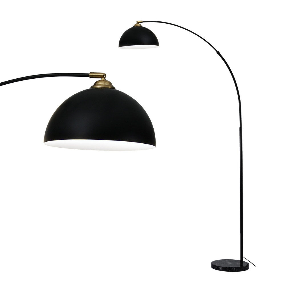 Arched Floor Lamp with Marble Base – Black | Artiss