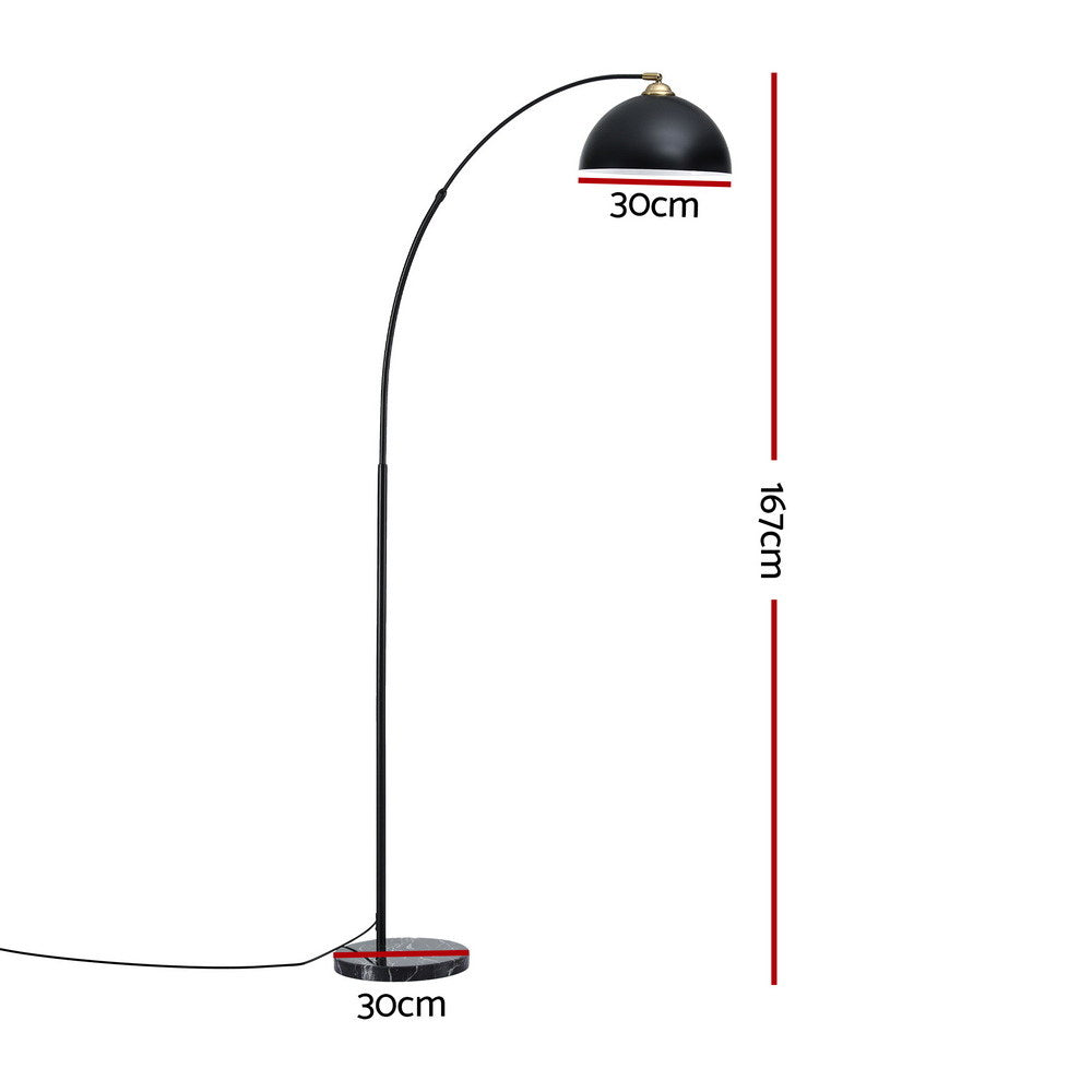 Arched Floor Lamp with Marble Base – Black | Artiss