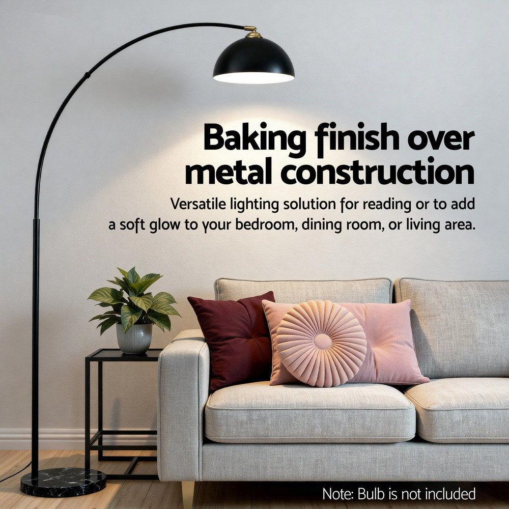 Arched Floor Lamp with Marble Base – Black | Artiss