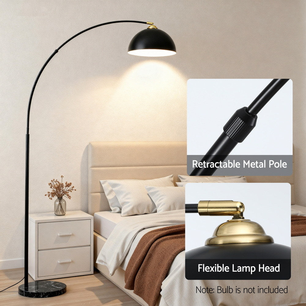 Arched Floor Lamp with Marble Base – Black | Artiss