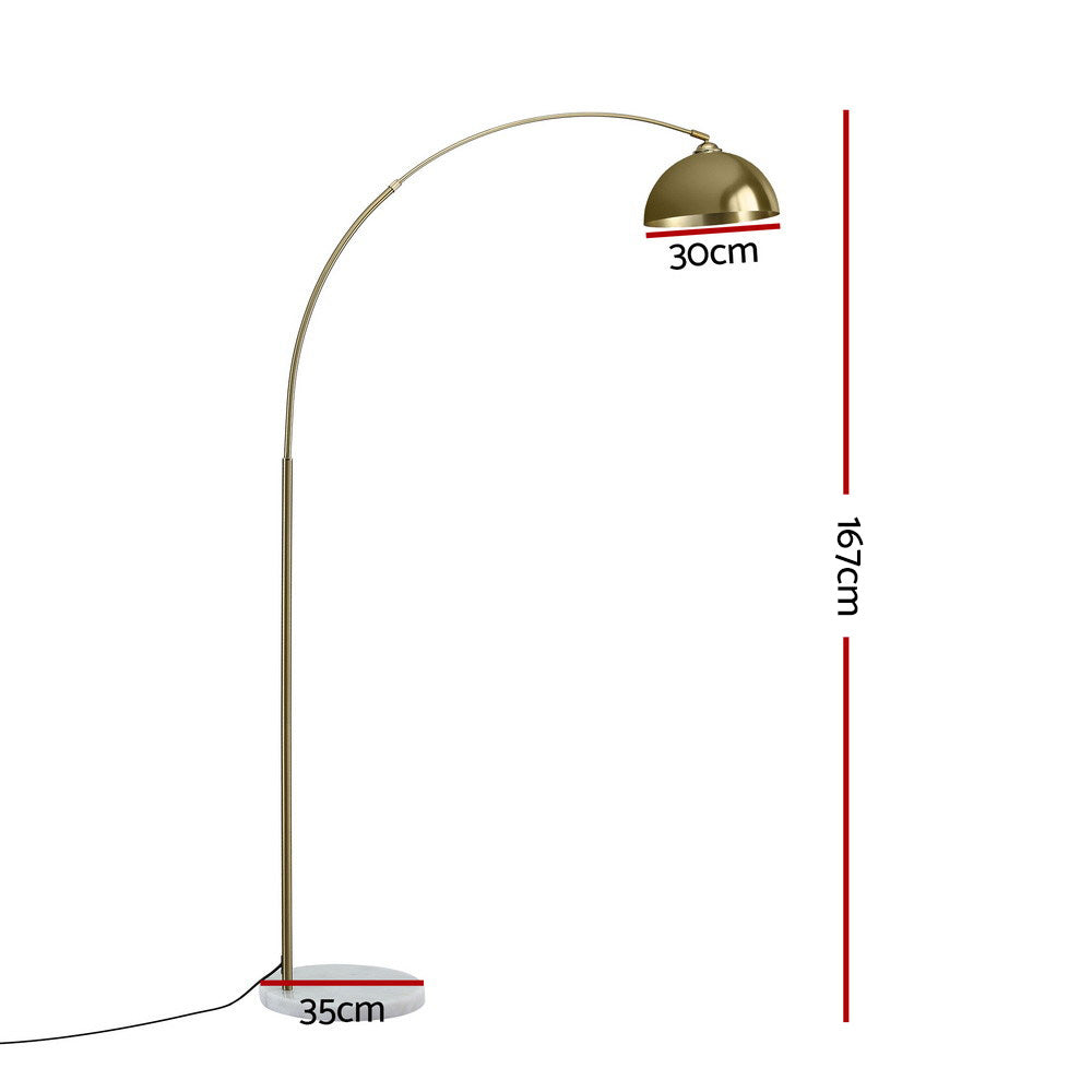 Arched Floor Lamp with Marble Base – Brass Gold | Artiss