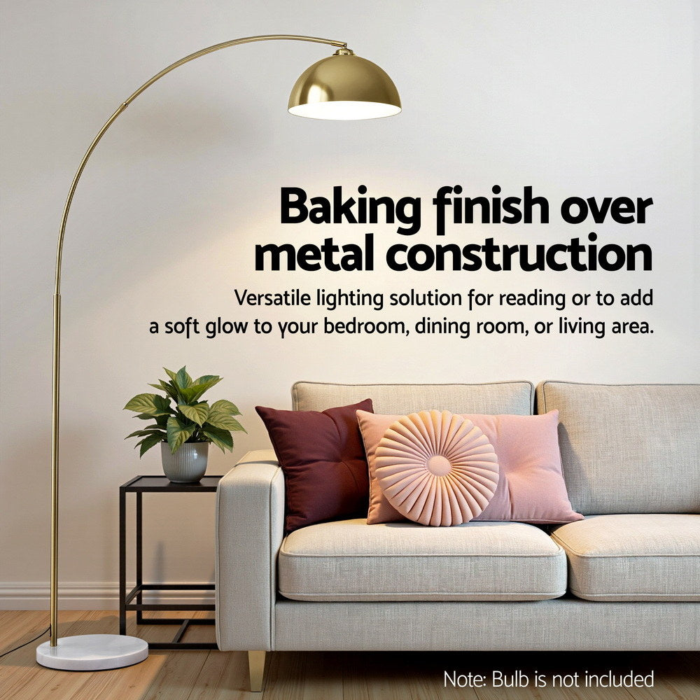 Arched Floor Lamp with Marble Base – Brass Gold | Artiss