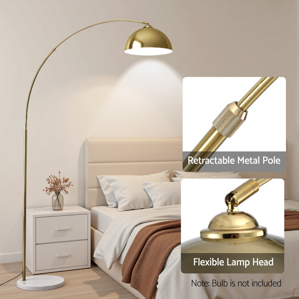 Arched Floor Lamp with Marble Base – Brass Gold | Artiss
