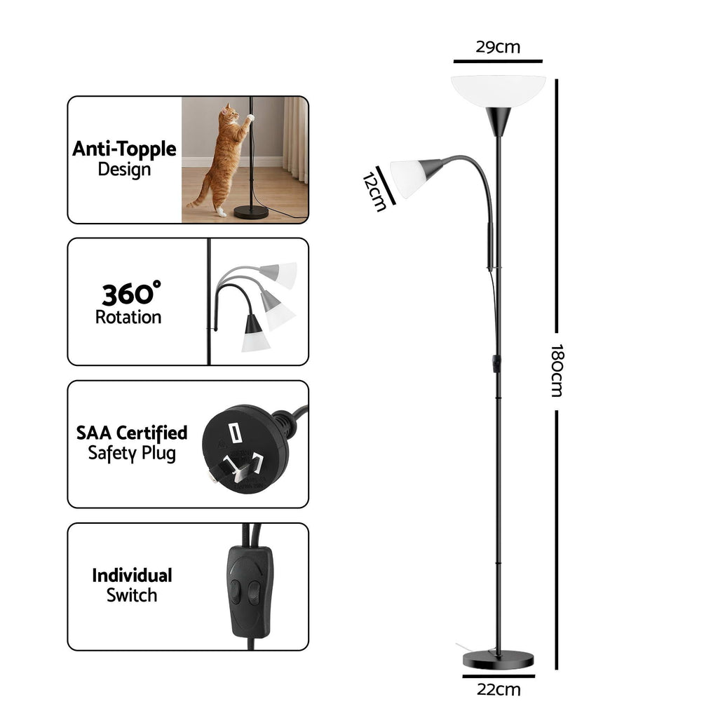 Mother & Child Reading Floor Lamp – Black | Artiss
