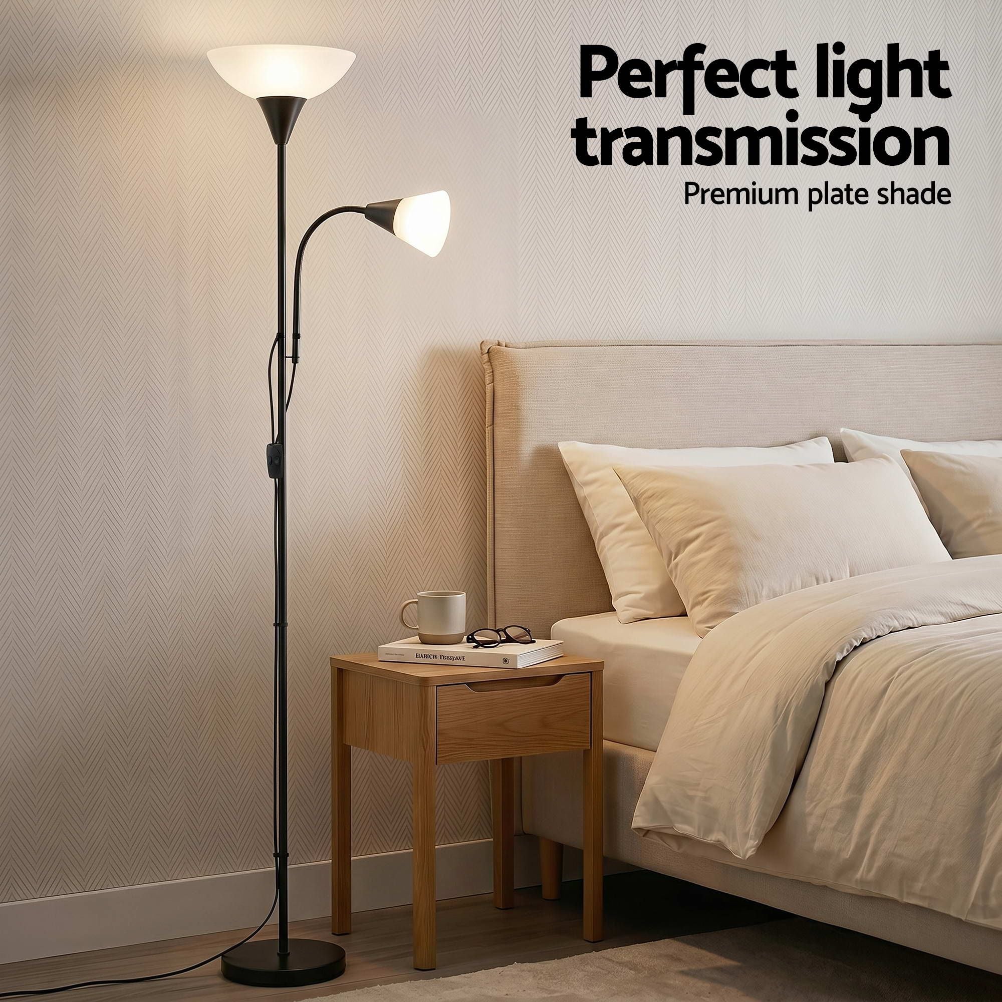 Mother & Child Reading Floor Lamp – Black | Artiss