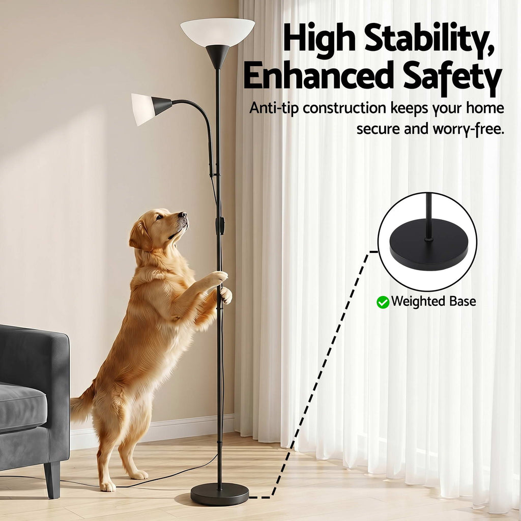 Mother & Child Reading Floor Lamp – Black | Artiss