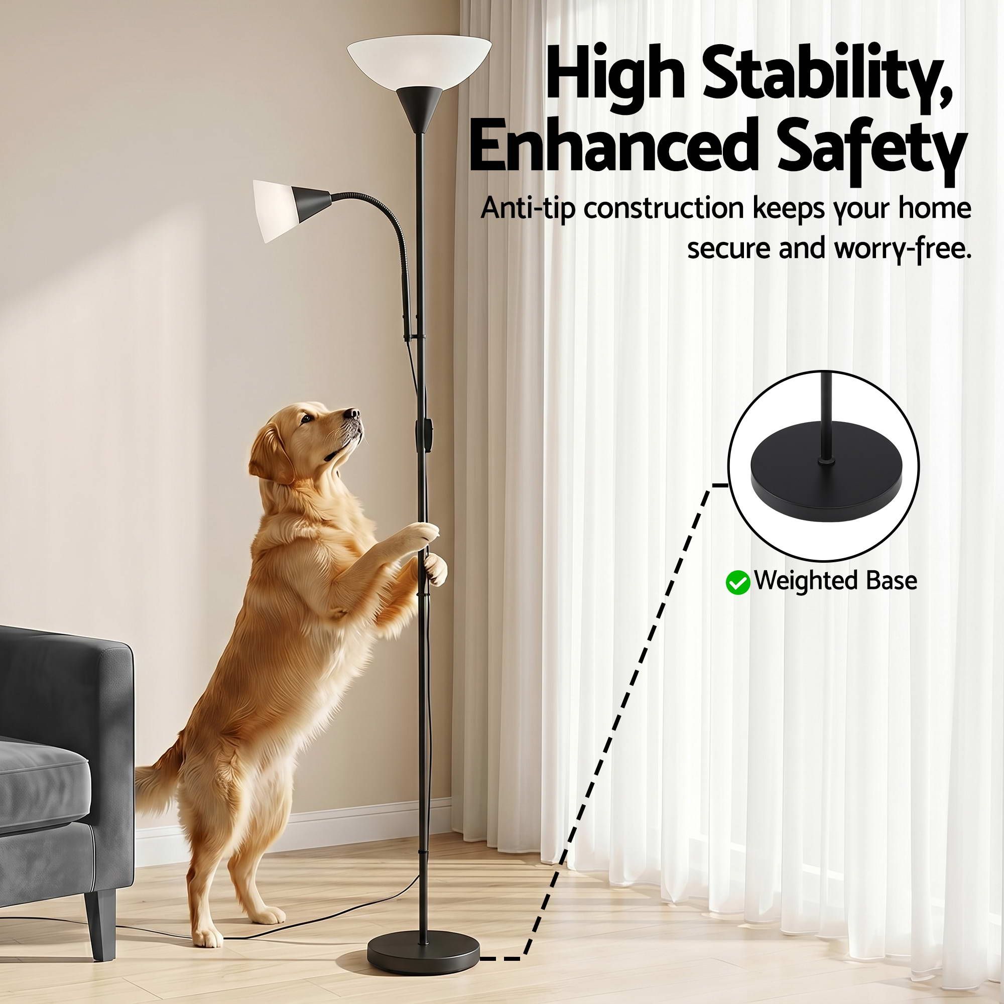 Mother & Child Reading Floor Lamp – Black | Artiss