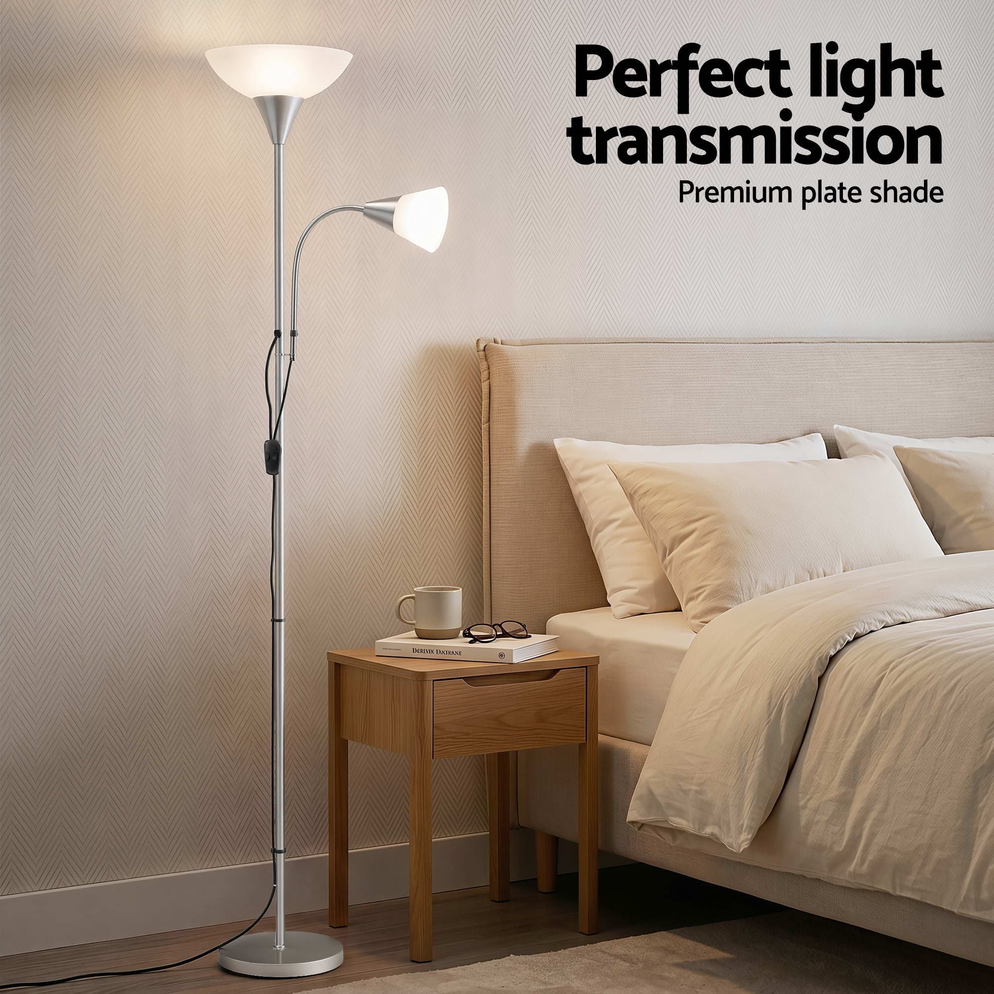 Mother & Child Reading Floor Lamp – Silver | Artiss