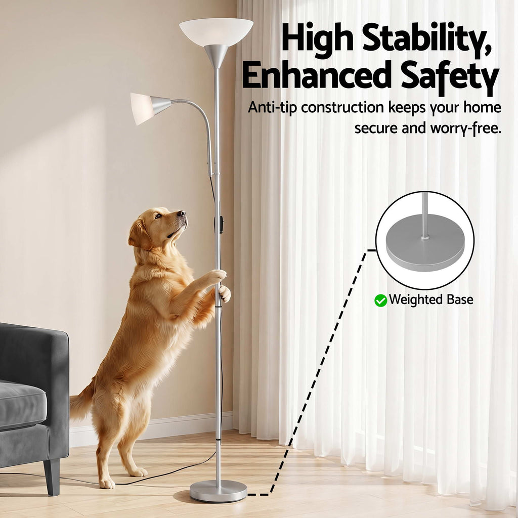 Mother & Child Reading Floor Lamp – Silver | Artiss