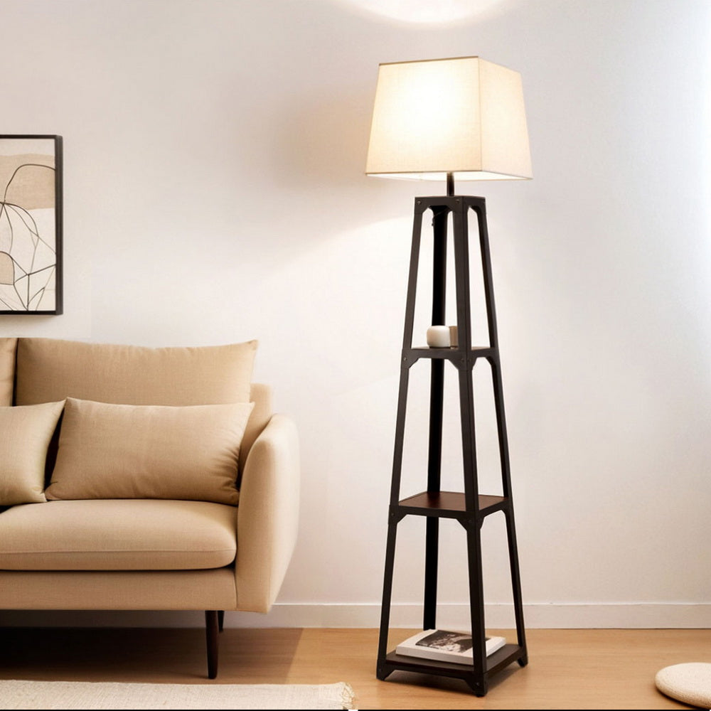 3-Tier Shelf Floor Lamp – Vintage White | Artiss