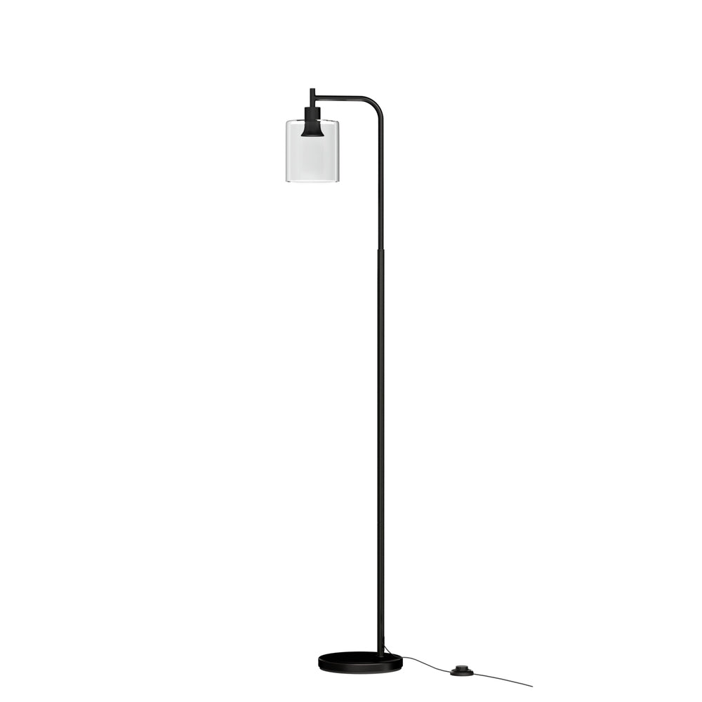 Modern Floor Lamp with Glass Shade – Black | Artiss