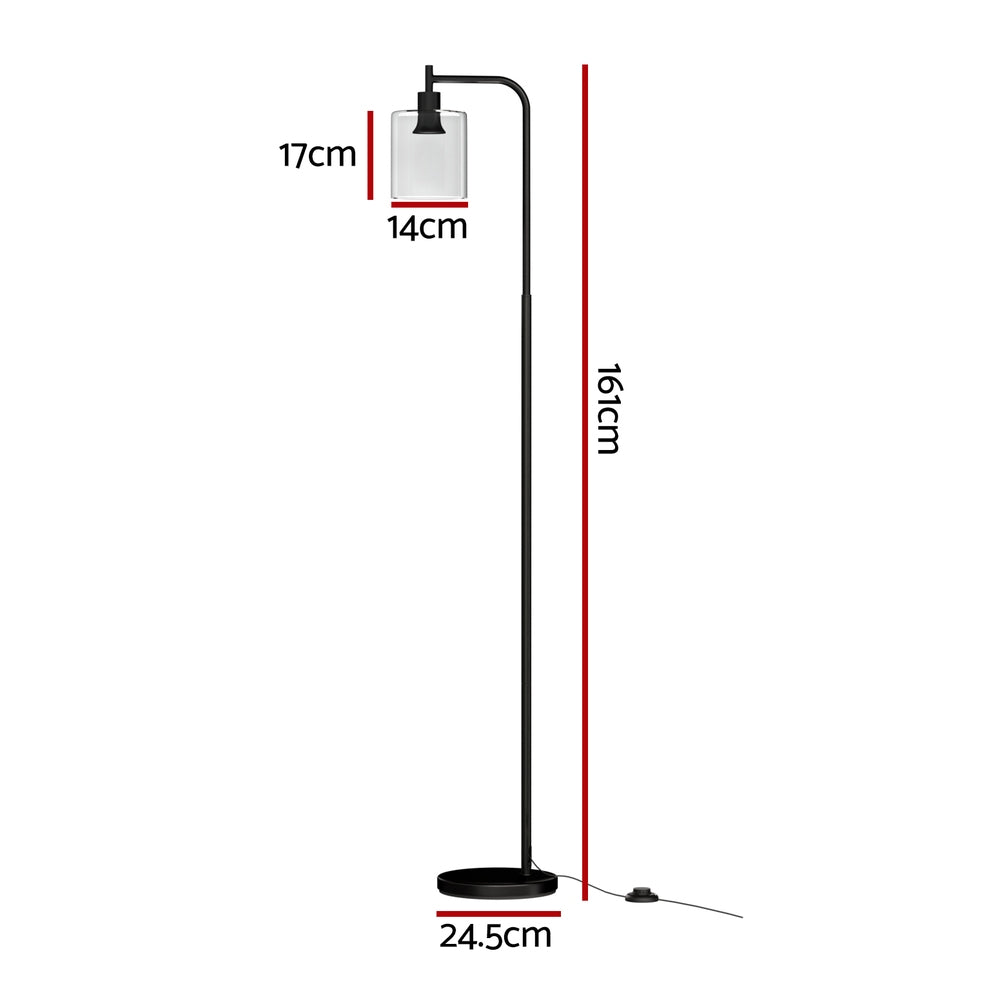 Modern Floor Lamp with Glass Shade – Black | Artiss