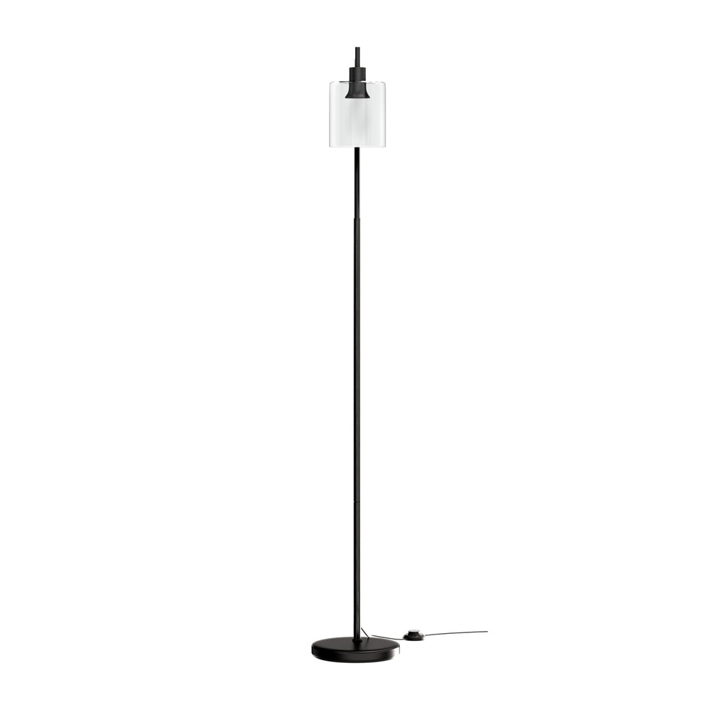 Modern Floor Lamp with Glass Shade – Black | Artiss