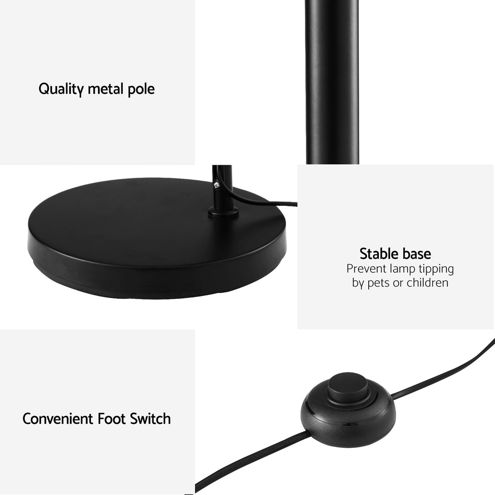 Modern Floor Lamp with Glass Shade – Black | Artiss