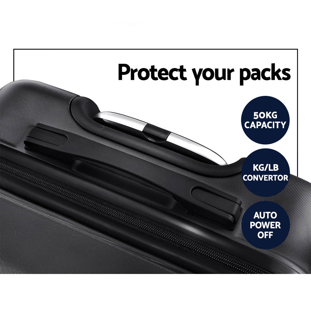 Wanderlite 3Set 20-24-28 Inch Luggage with TSA Lock Spinner Carry On Hard Shell Travel Suitcase Luggage Case Black