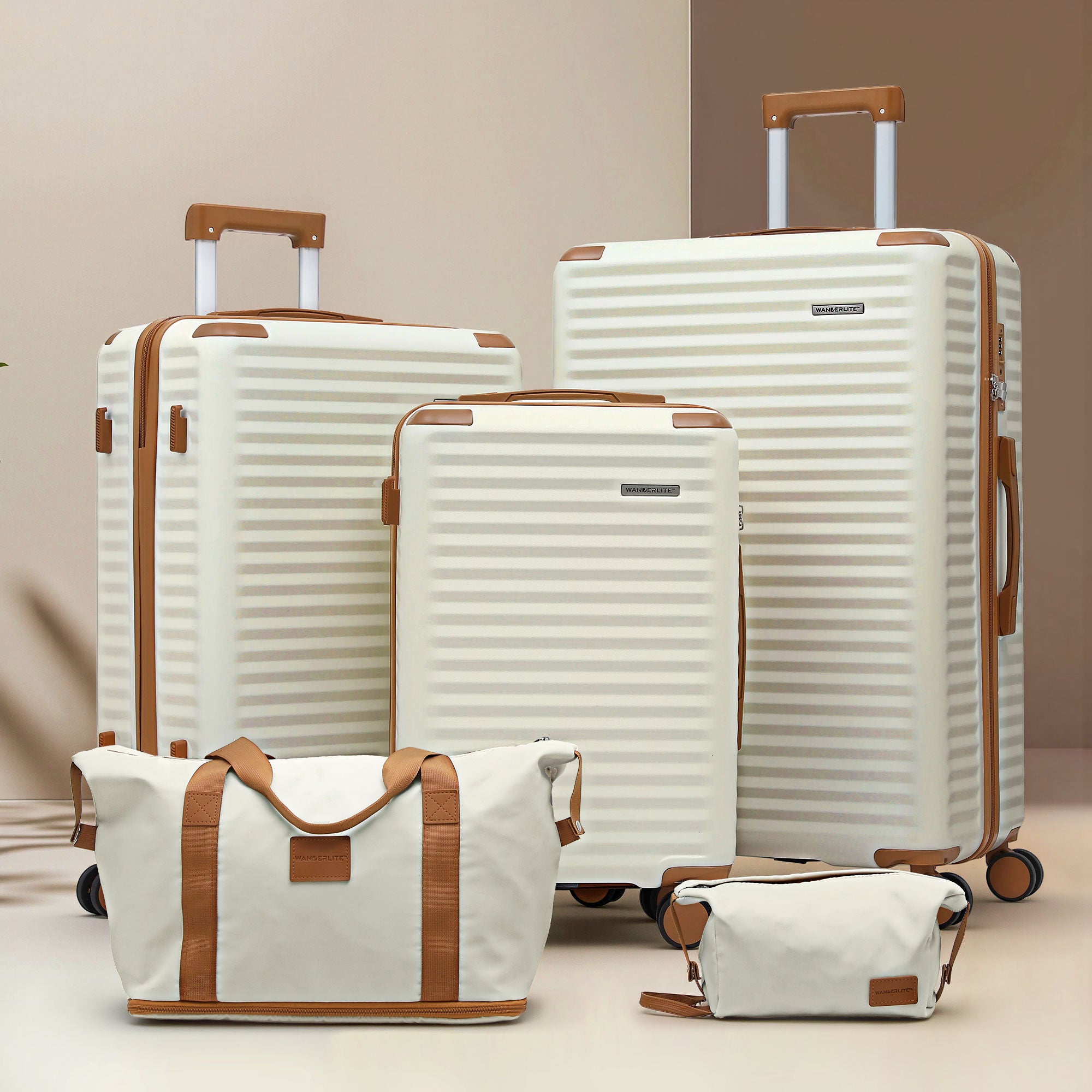 Wanderlite 5pcs Luggage Suitcase Set Trolley Travel TSA Lightweight Hard Case