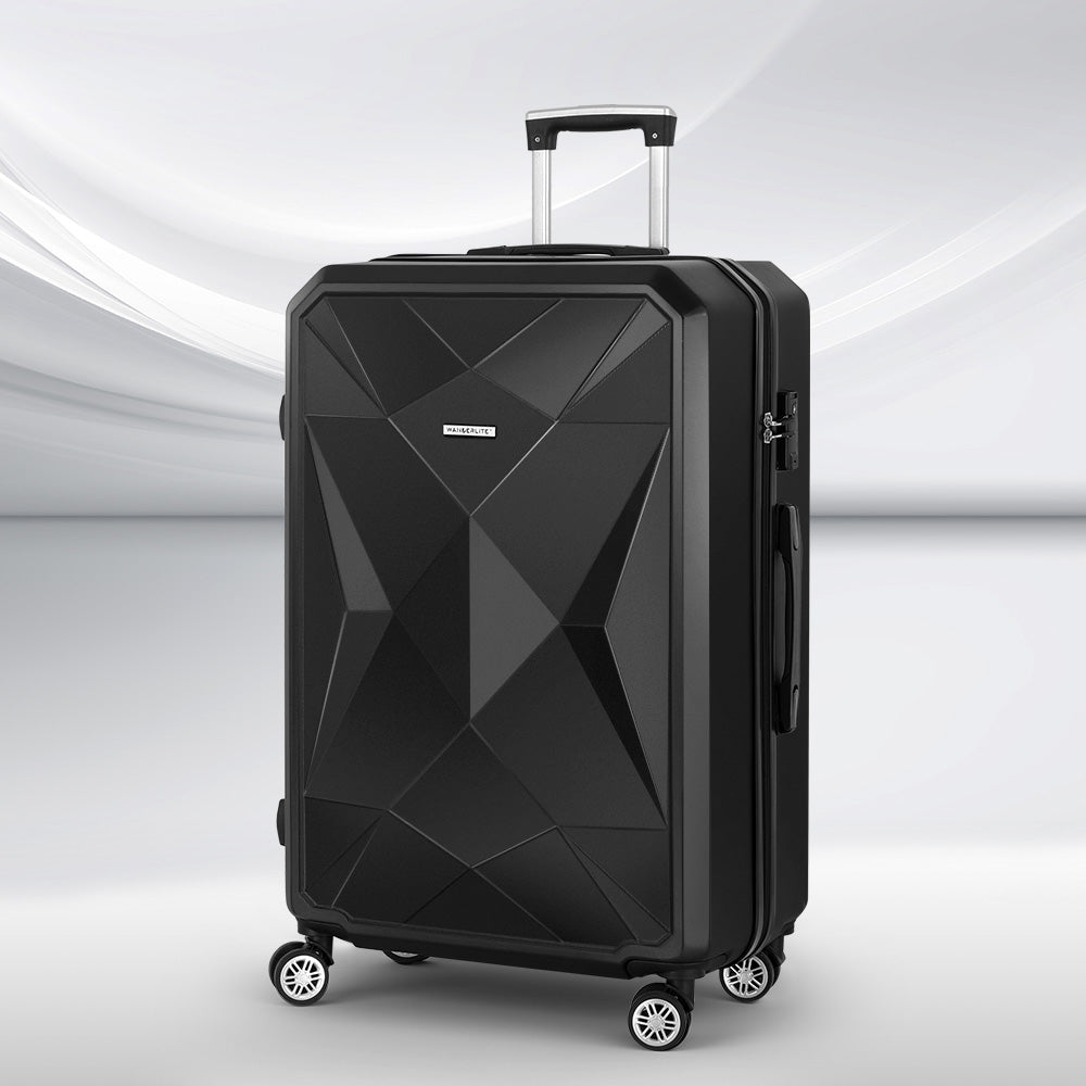 Wanderlite 28-inch Luggage Set with TSA Lock�ABS Hard Shell Travel Suitcase Organiser Luggage Case Black