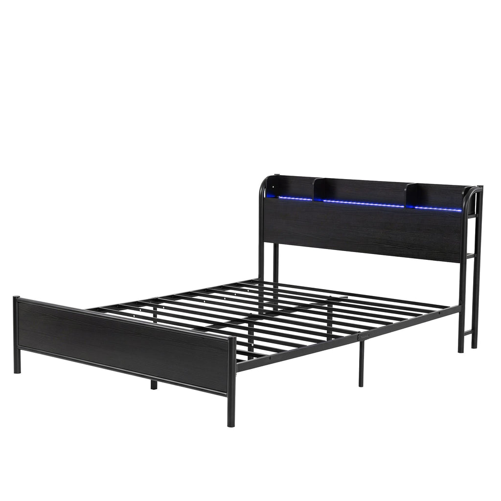 Artiss GRID Metal Bed Frame with Charging Headboard – Queen