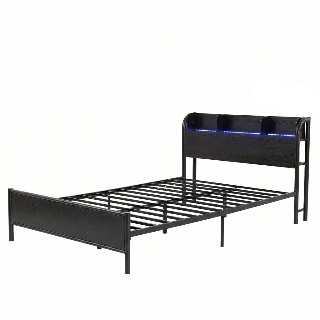 Artiss GRID Metal Bed Frame with Charging Headboard – Single