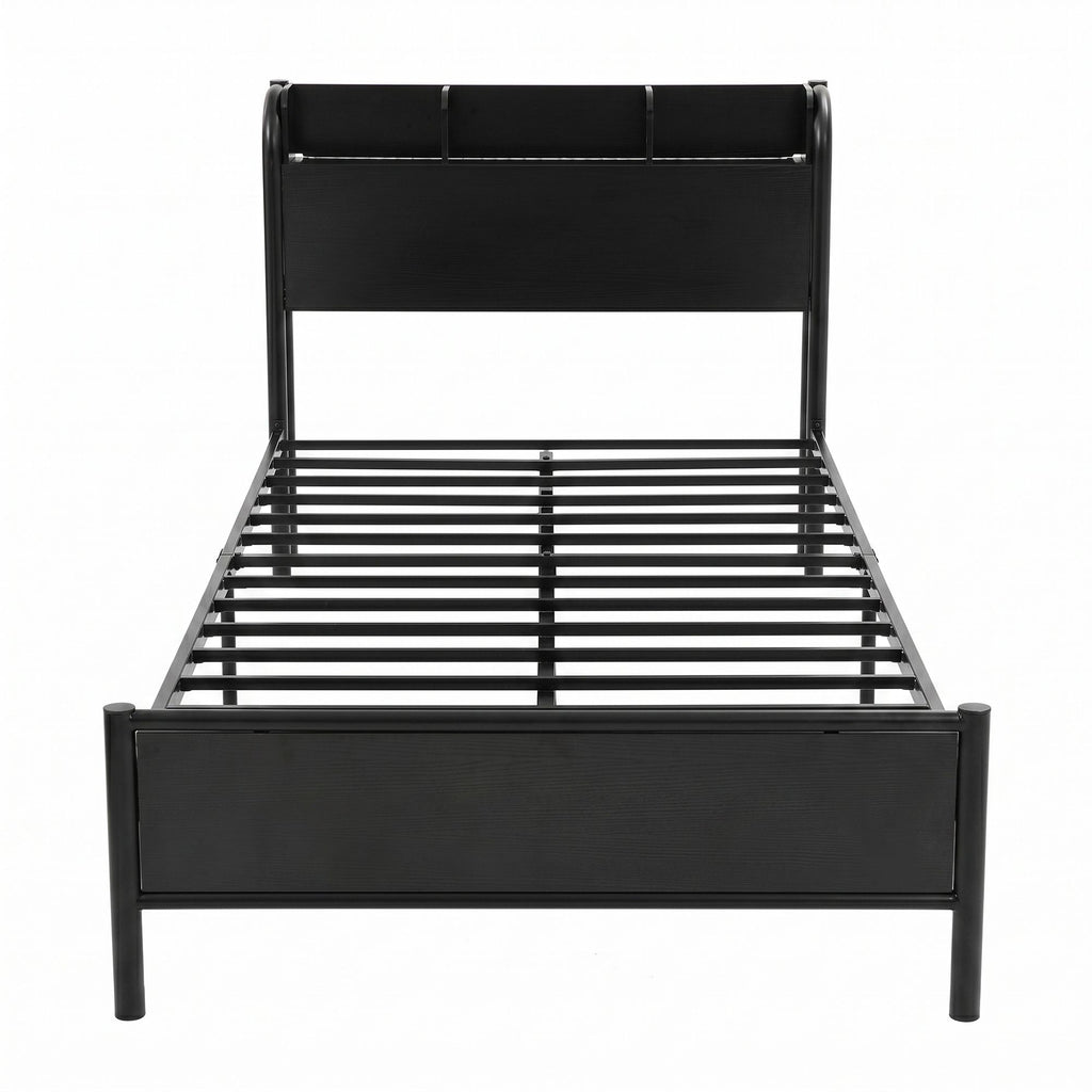 Artiss GRID Metal Bed Frame with Charging Headboard – Single