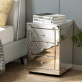 Artiss Presia Mirrored 3-Drawer Bedside Tables – Silver, Set of 2