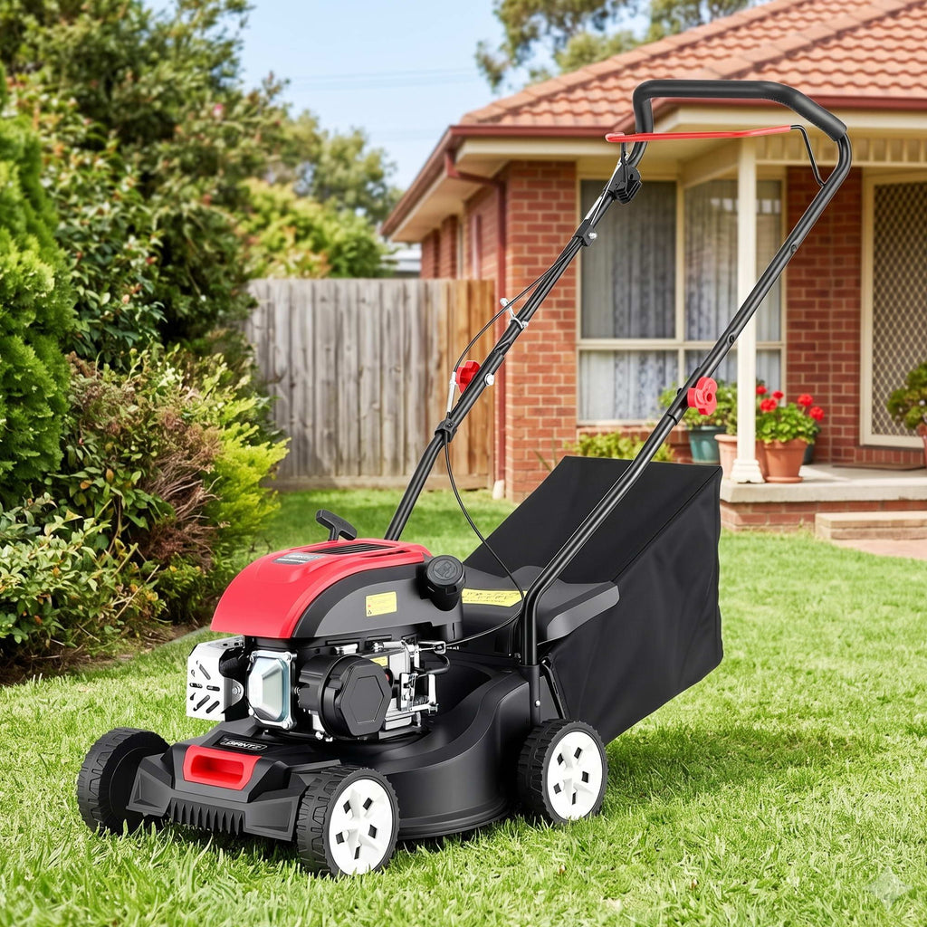 Giantz Petrol Lawn Mower 149cc 4 Stroke Hand Push 16in Grass Cutter Lawnmower