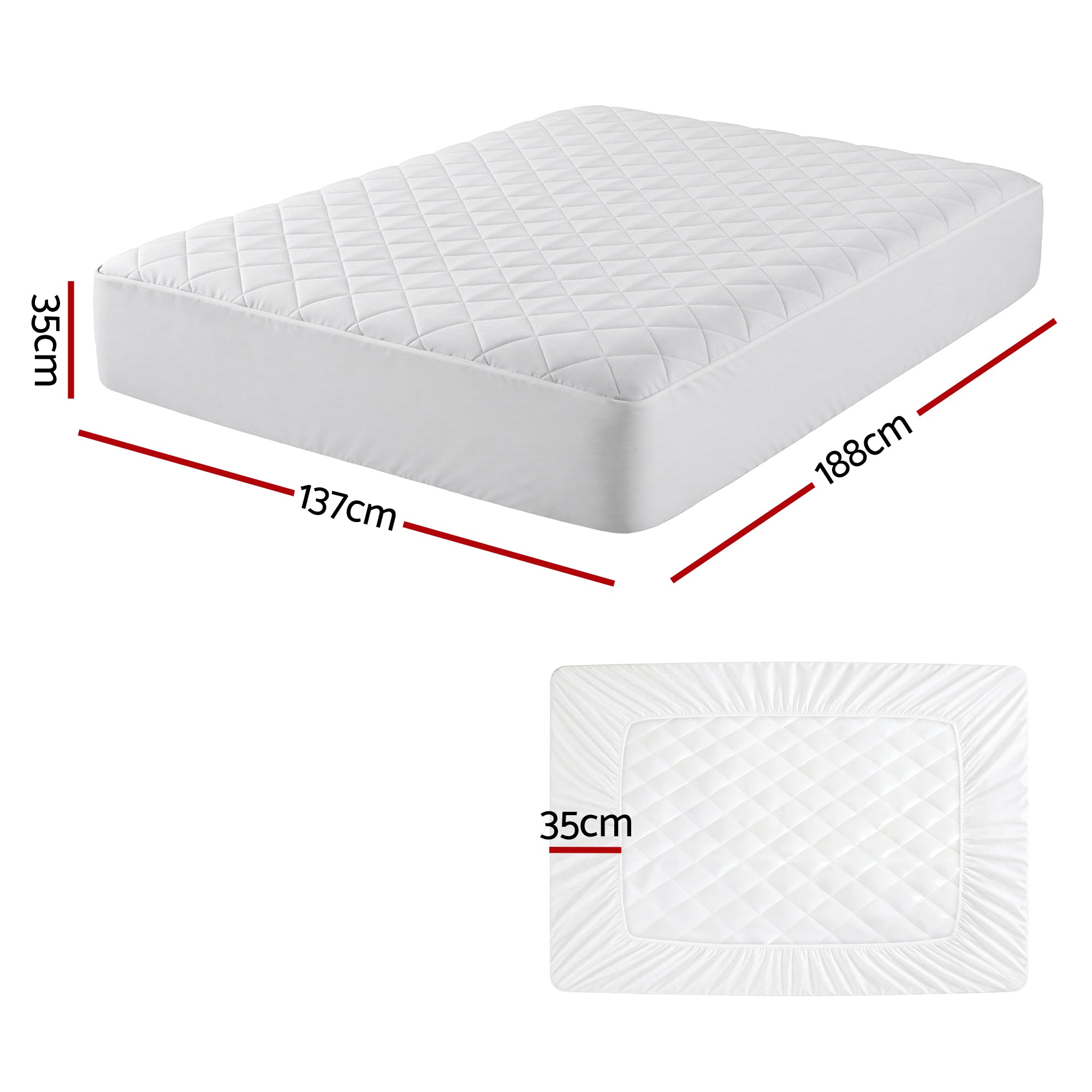 Giselle Bedding Cotton-Top Waterproof Mattress Protector – Double