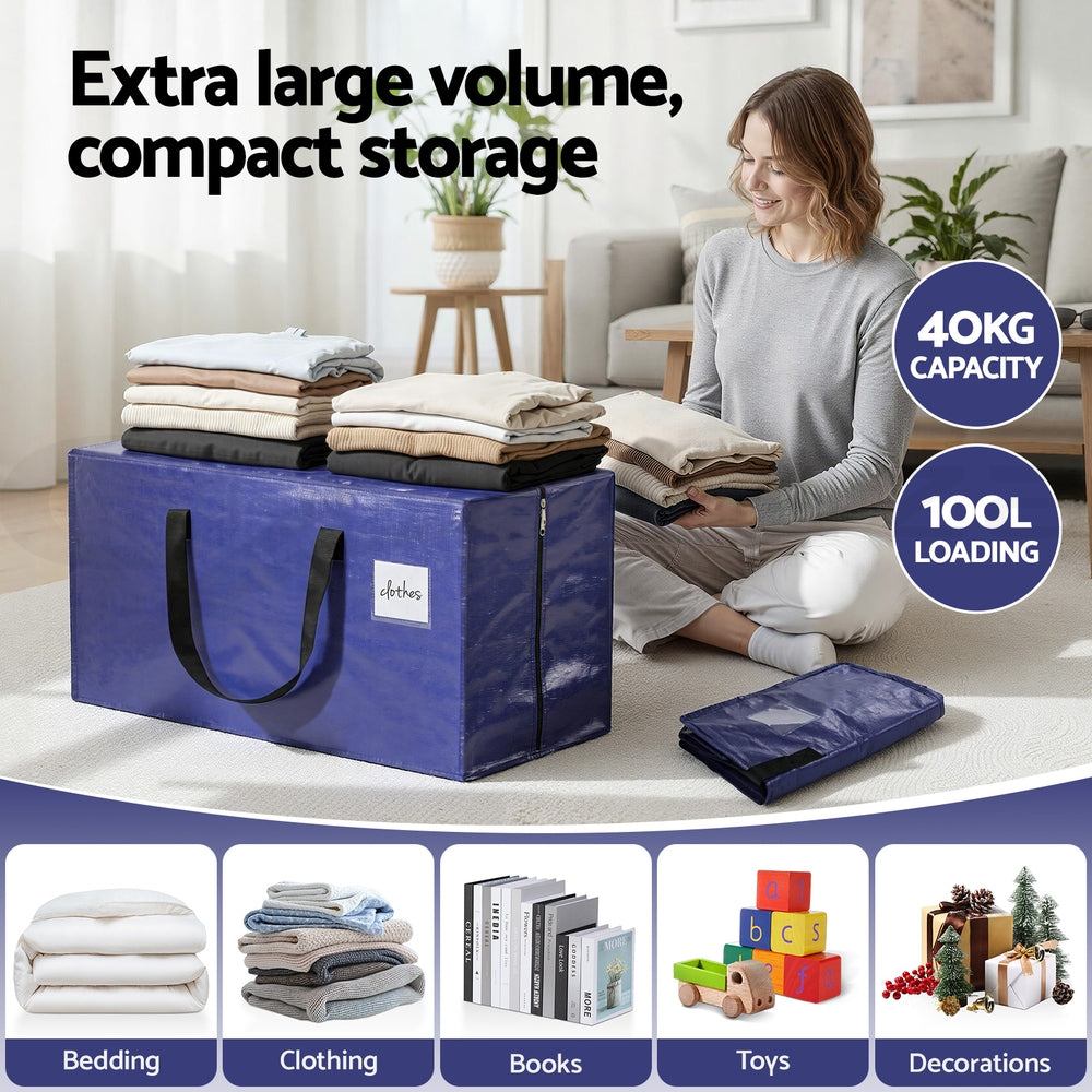 Artiss Large Moving and Storage Bags with Backpack Straps – Blue, 5 Pack