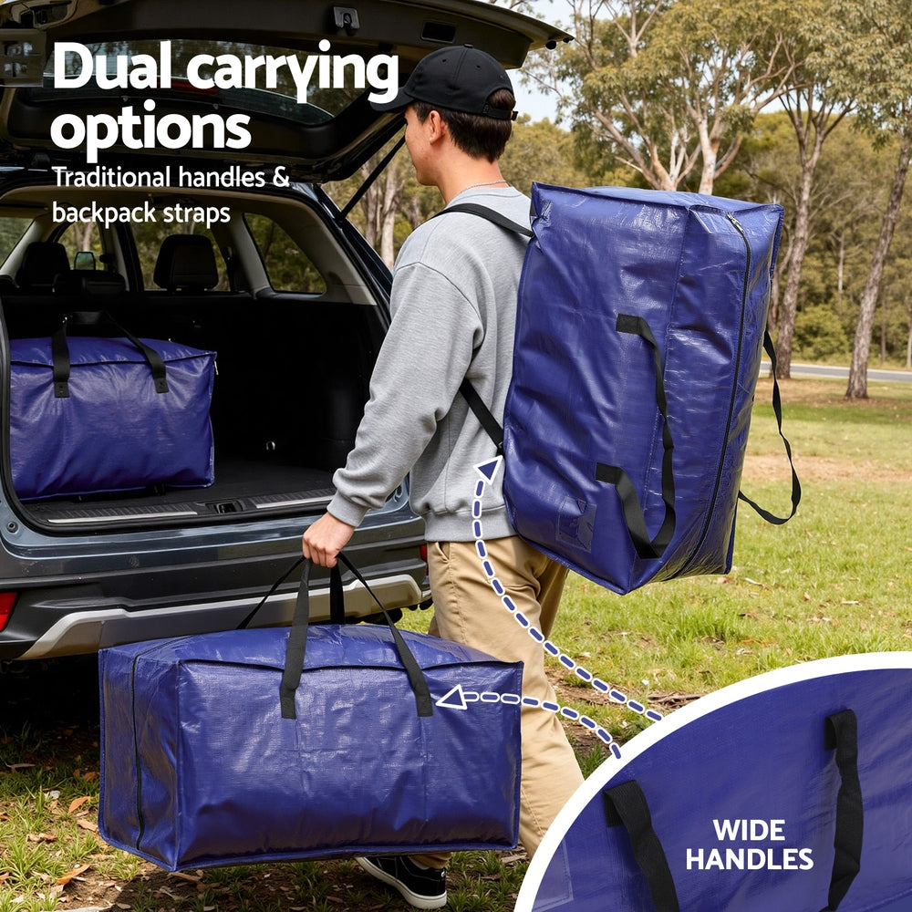 Artiss Large Moving and Storage Bags with Backpack Straps – Blue, 5 Pack