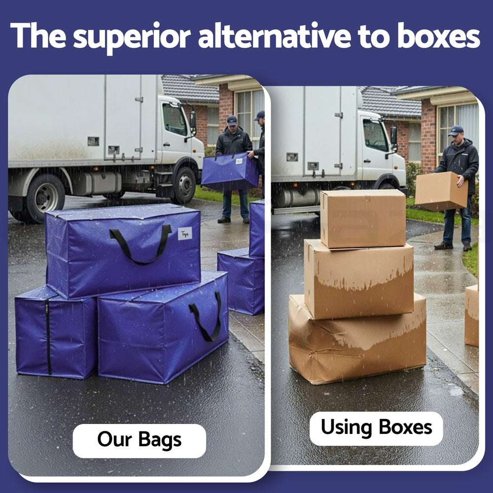 Artiss Large Moving and Storage Bags with Backpack Straps – Blue, 5 Pack