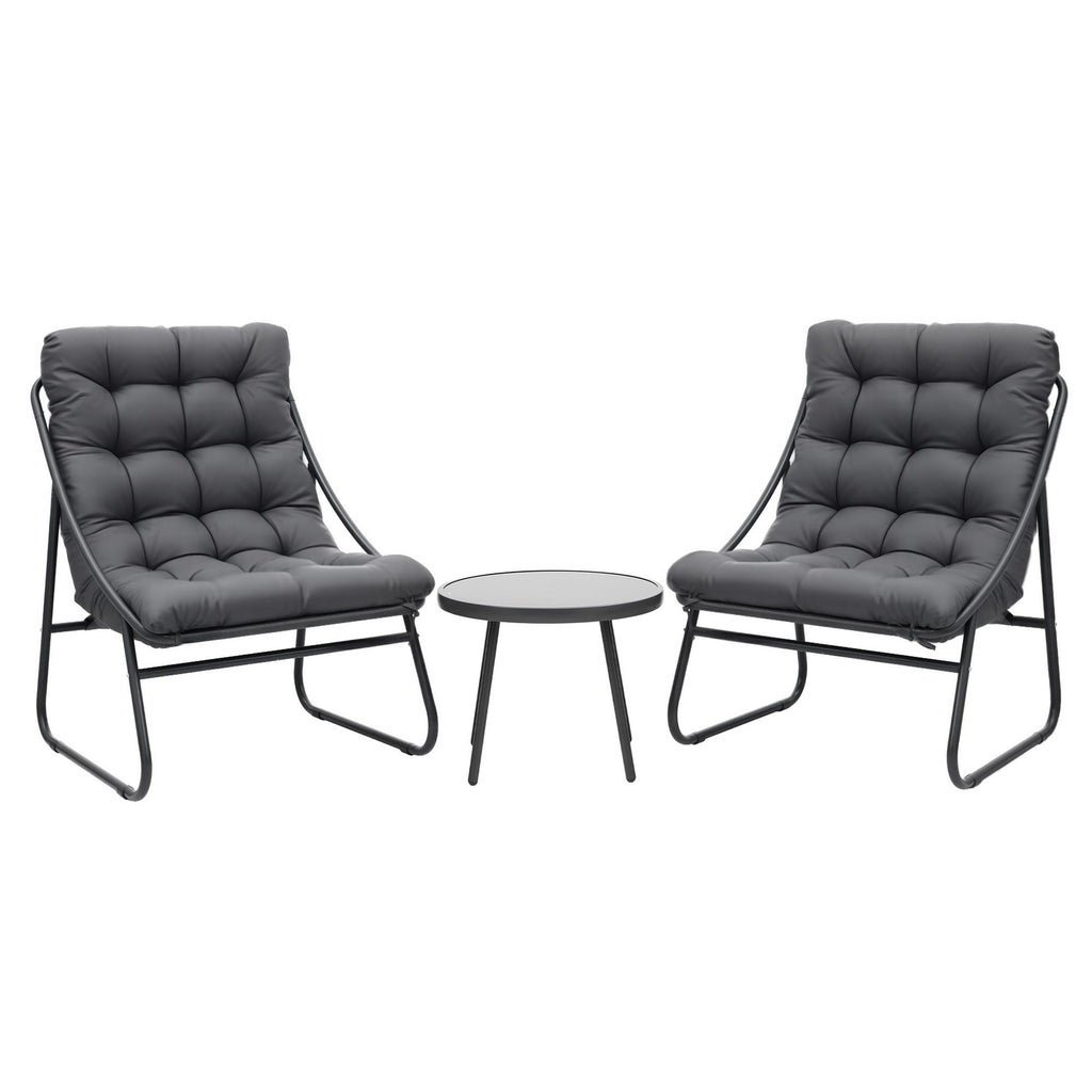 Gardeon 3PC Outdoor Bistro Set Patio Furniture Table and Chairs Steel Dining Chair